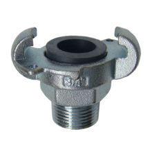 Male thread coupling with holes for safety clips