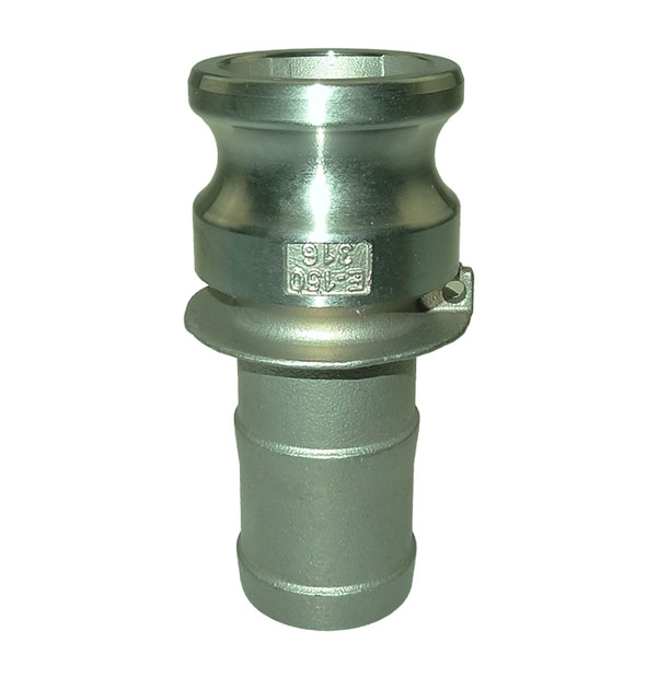 Male adapter with hose stem type E made of stainless steel