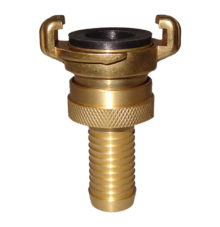 Hose coupling with adjustment ring made of brass for water