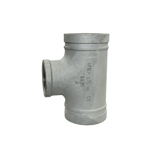 Grooved tee No. 131R with reduced female thread outlet galvanized