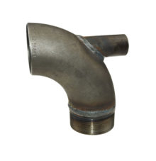 Elbow with welding end, male thread and female thread outlet