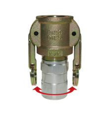 Coupler rotatable with female thread or hose stem, 2-handles
